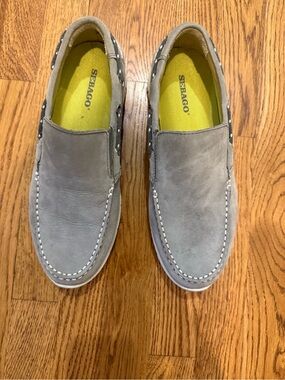 Sebago Gray Suede Slip-On Loafers with Contrast Stitching